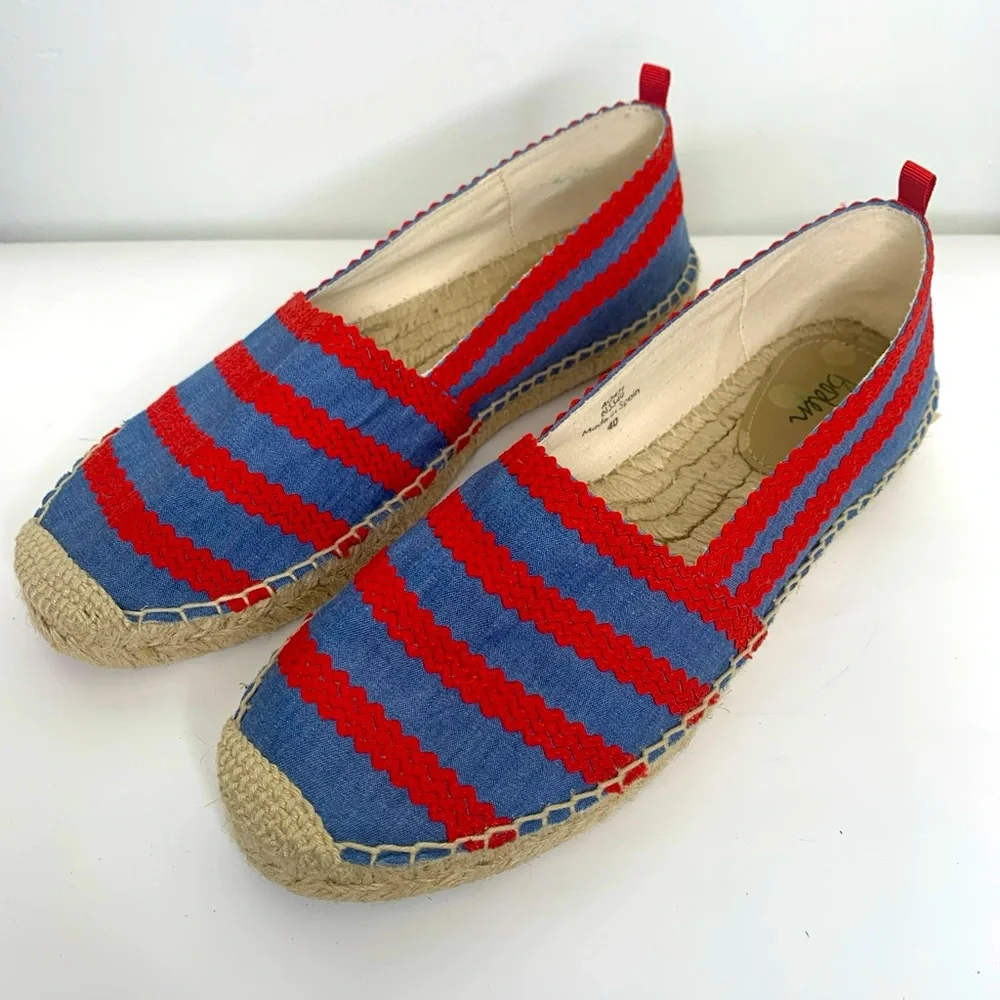 Boden Viollette Espadrilles Shoes Flat Size 40/8.5 Red Blue Stripe Made In Spain - Picture 2 of 10